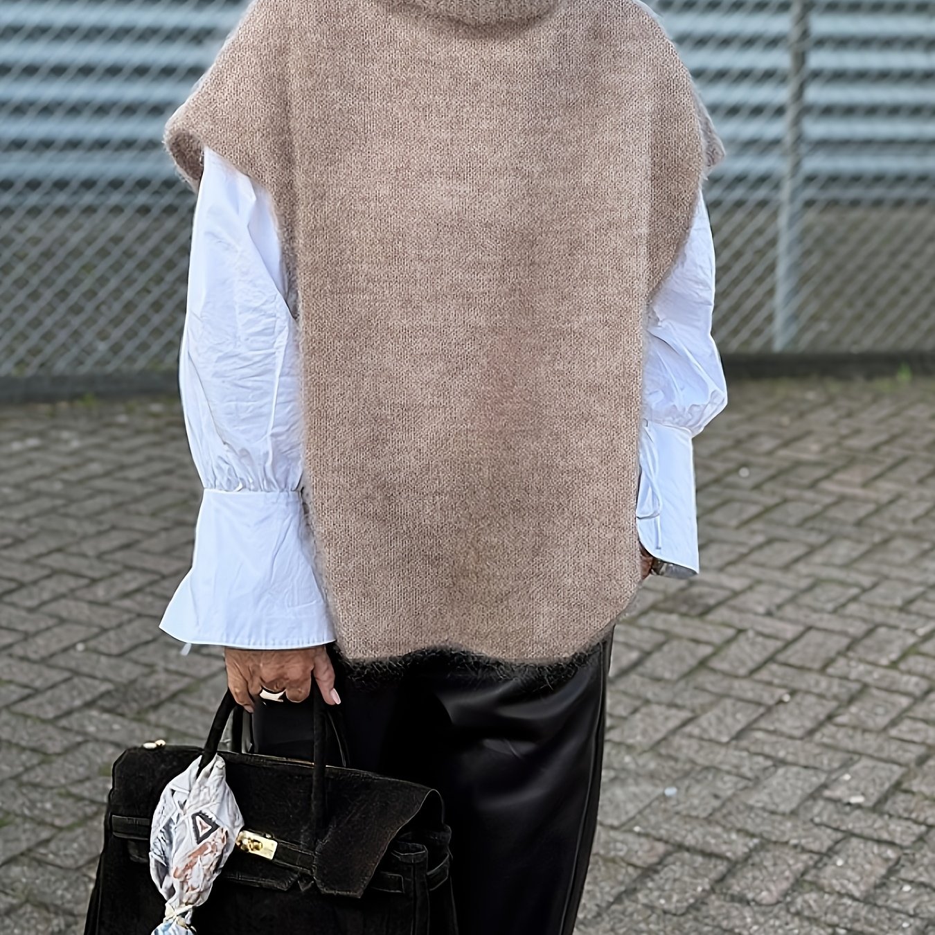 Image of Women's Clothing Spring And Autumn Casual Elegant New Lazy Style High Turtleneck Sweater Vest