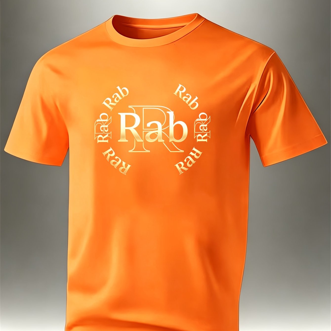 TEMU Rab Letter Print Men's Casual Sports T-shirt, New Summer Style, Fashionable Crew Neck Short Sleeve, Versatile Daily Casual Top, Quick-drying