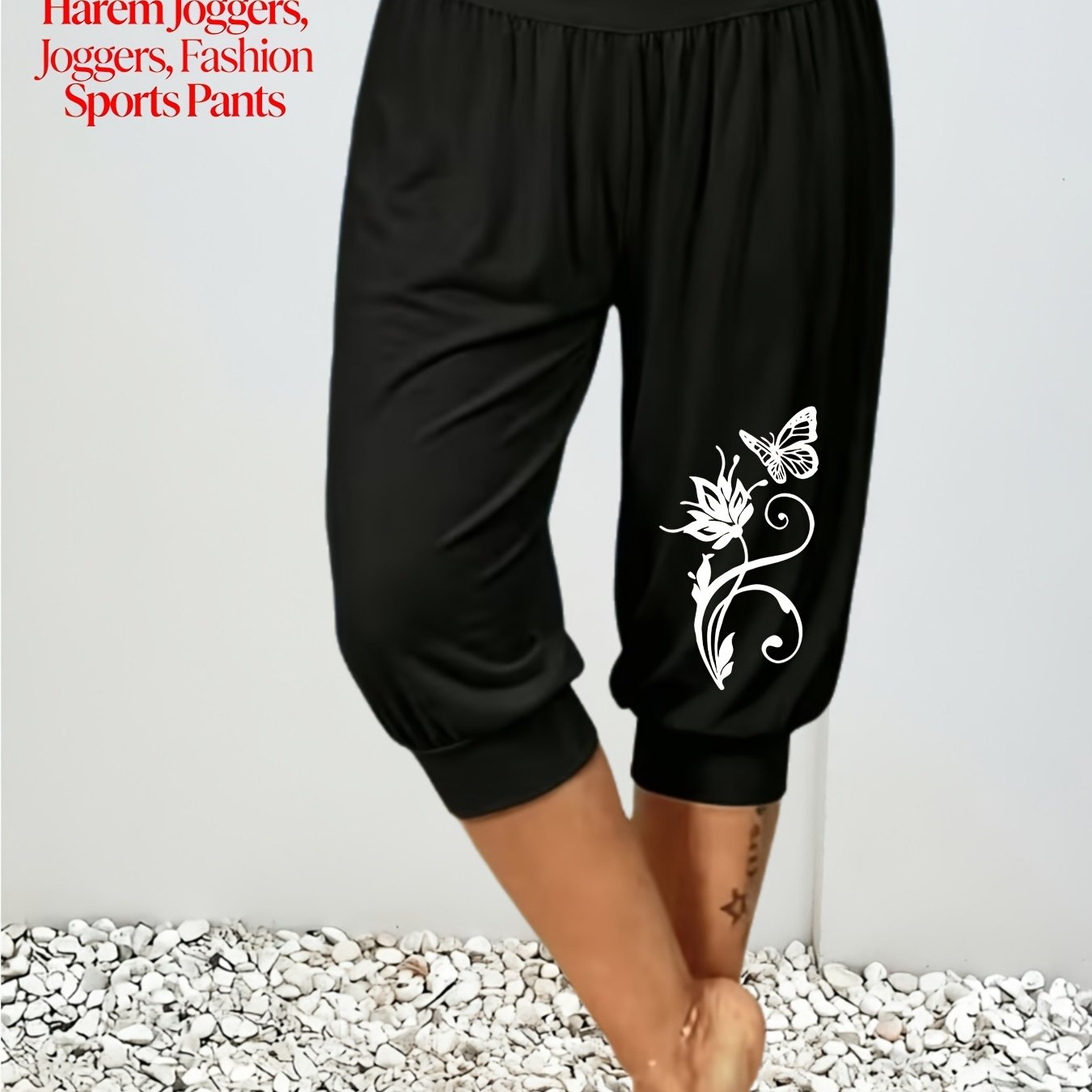 TEMU Marked Women's Clothing Sister Outfit Ladies Fashion High Waist European And Comfortable Loose Harem Pants Cropped Pants, Beautiful Flower Print