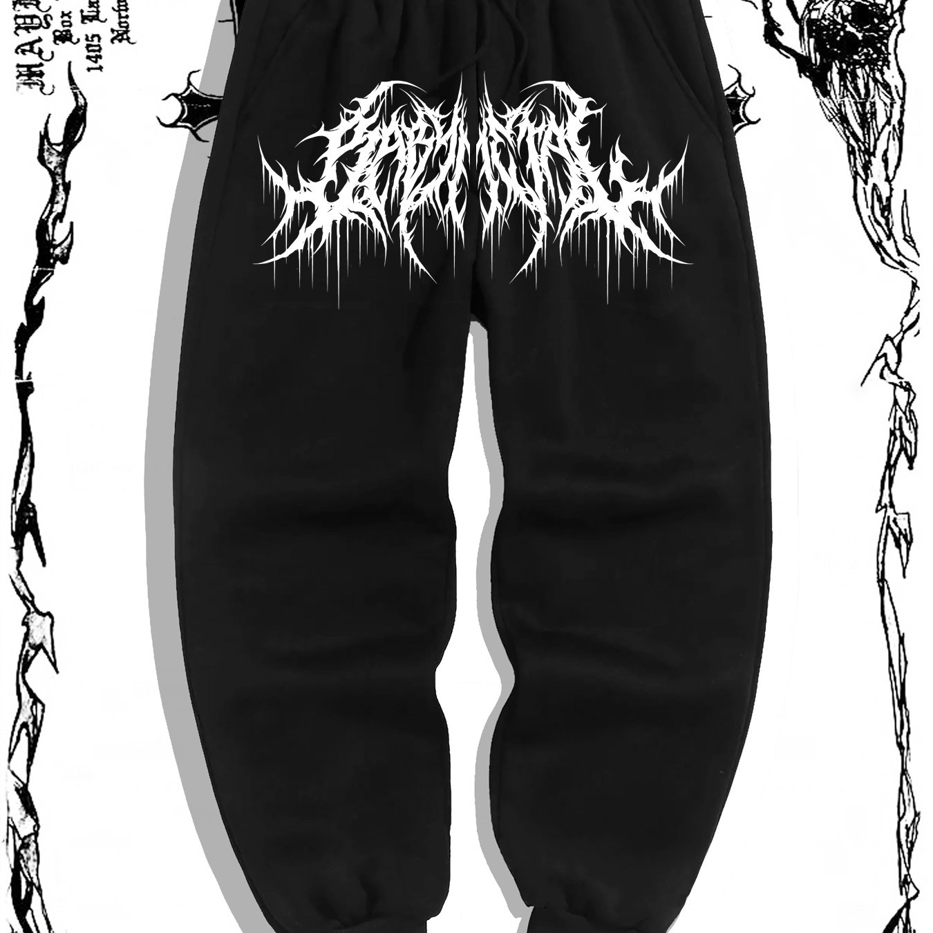 Gothic Dark Style Pattern Print, *&#39;s Casual Drawstring Sweatpants With Pockets, Comfy Jogger Sports Pants, *&#39;s Clothes For *