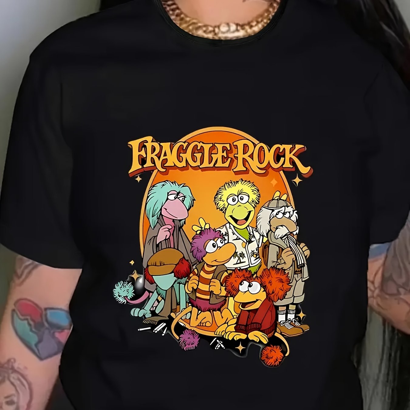 TEMU Camiseta de Manga Corta con Estampado de Personajes de para Mujer Talla Grande - Cuello , Cómoda y Lavable a Máquina, Ajuste Casual Todo el Año, Merchandising de , Tejido Fácil de , Pop