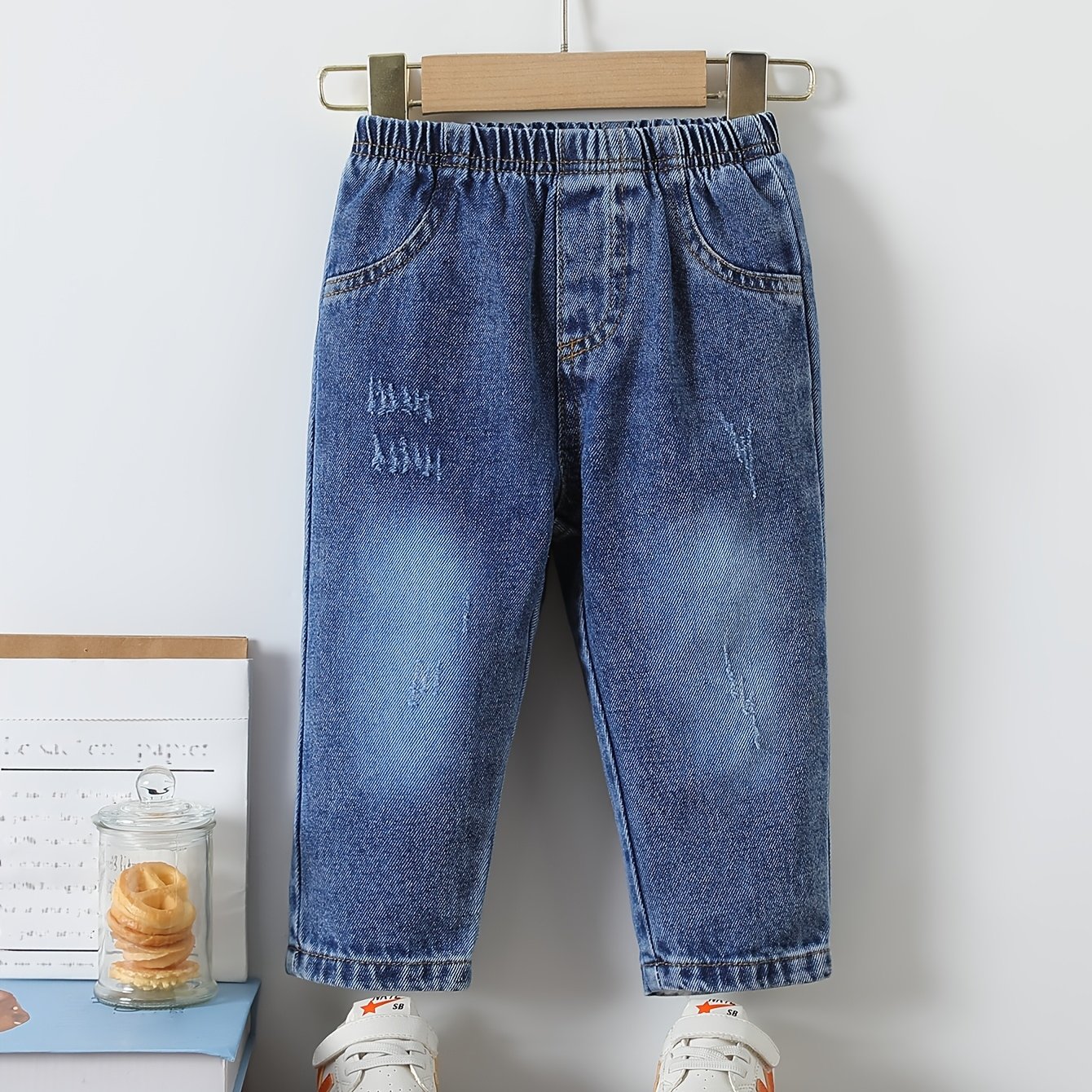 Image of Baby Unisex Christmas Valentine's Autumn Denim Long Trousers, Boys And Girls Clothes