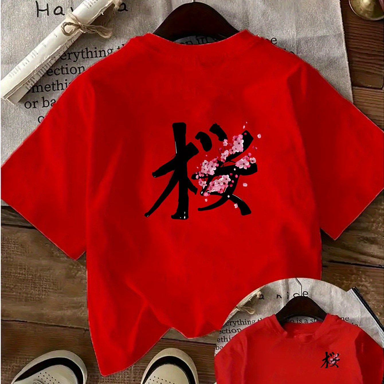 TEMU Camiseta con estampado de de cara, top casual de manga corta con cuello estampado en la parte delantera y trasera, adecuado para verano y , top
