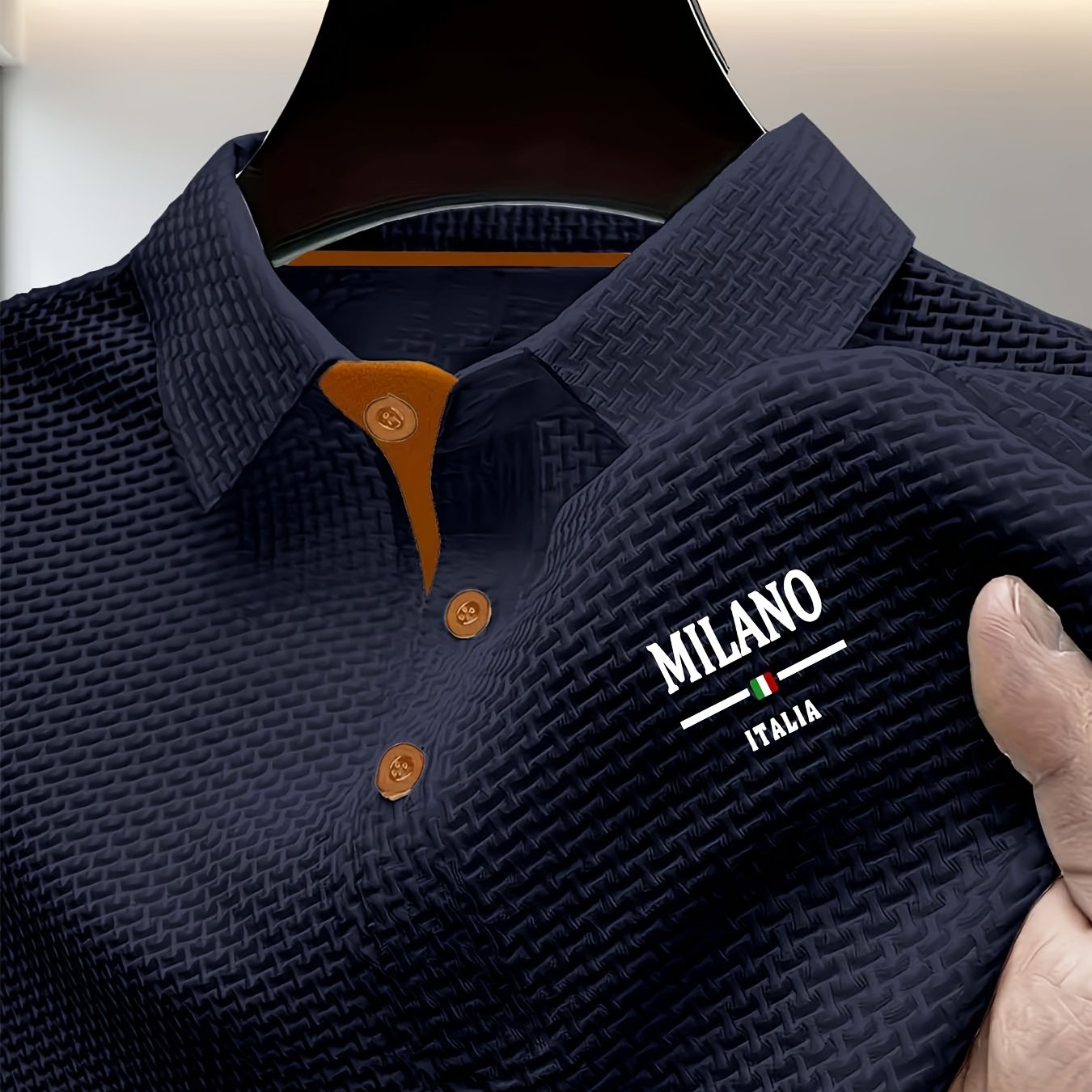 TEMU Polo à Revers pour Homme à Imprimé Motif Italien, T-shirt Haut de Gamme à Manches Courtes à Séchage Rapide, Haut d'Été de Sport et Décontracté,