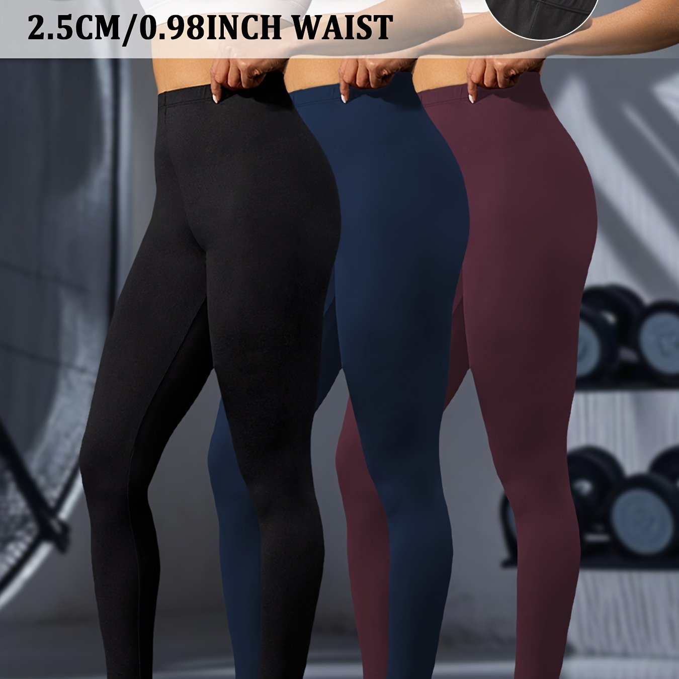 TEMU Paquete de 3 leggings de pierna larga para mujer, ropa deportiva súper de elasticidad, pantalones deportivos, leggings atléticos para yoga,