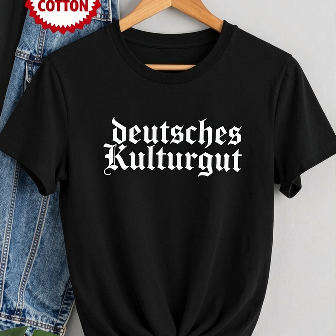 Traditional Style German Printed Short-sleeve Crew Neck Pure T-shirt, Chu, Short Sleeve T-shirt