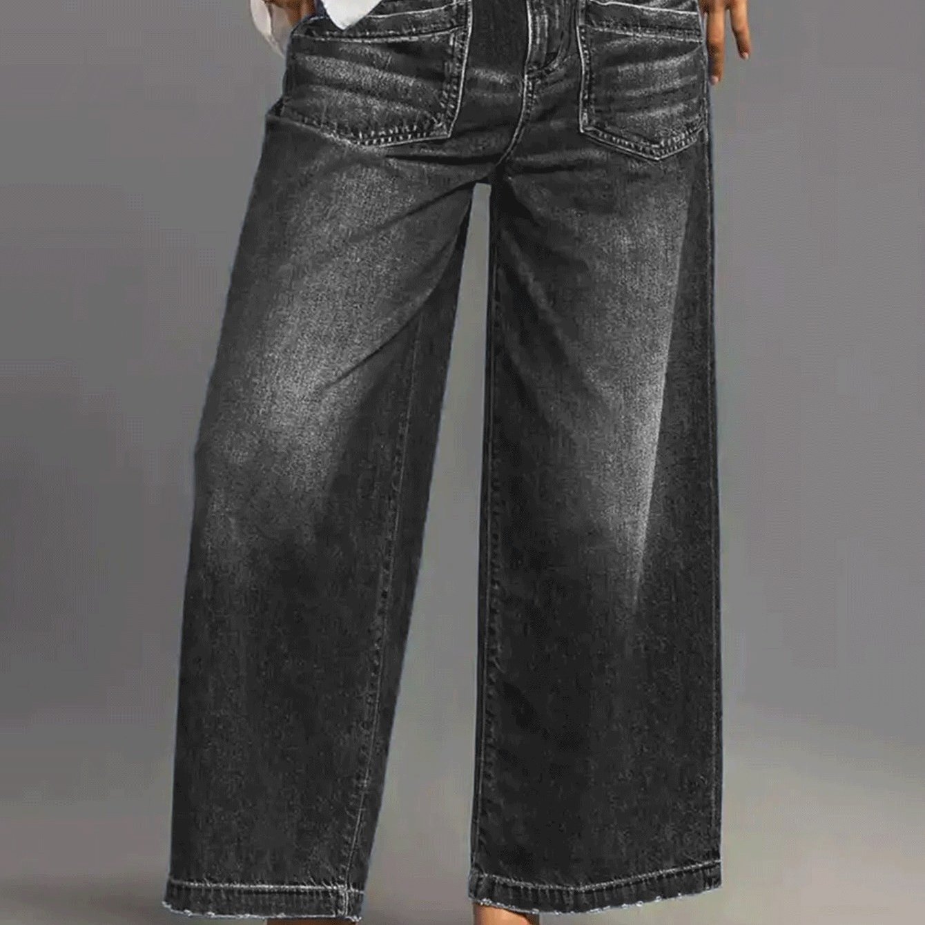TEMU 1pc Women's High Waist Stretchy Wide Leg Straight Jeans - Loose Fashion Denim Pants With Pockets, Comfortable & Versatile For Work, Shopping,