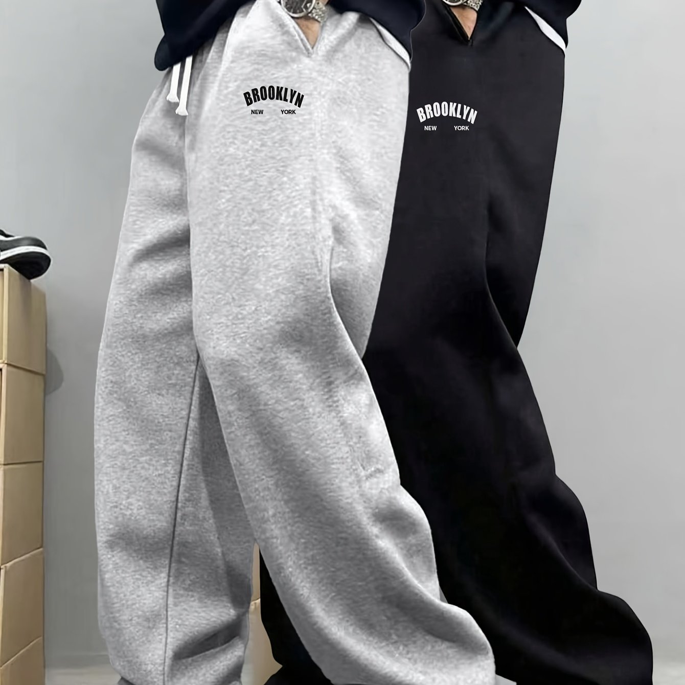 TEMU 2pcs Men's Casual Trousers Straight Long Pants Comfortable Fabric Wear Suitable For Leisure Outdoor Outing Walking Easy Dressing Versatile