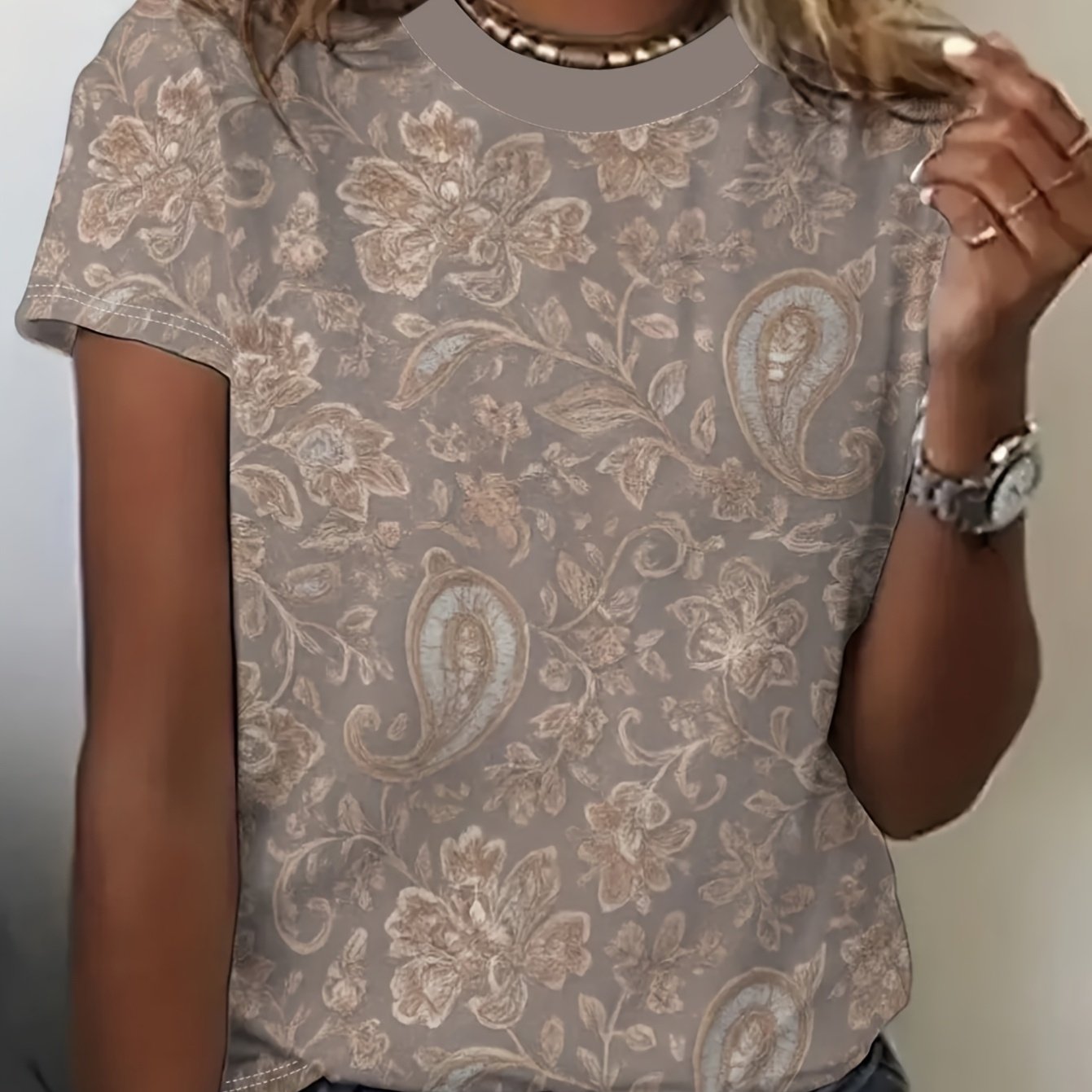 TEMU Minimalist Solid Color T-shirt For Women, Soft, Skin-friendly, Breathable, Versatile Base Layer Top, - No Texture