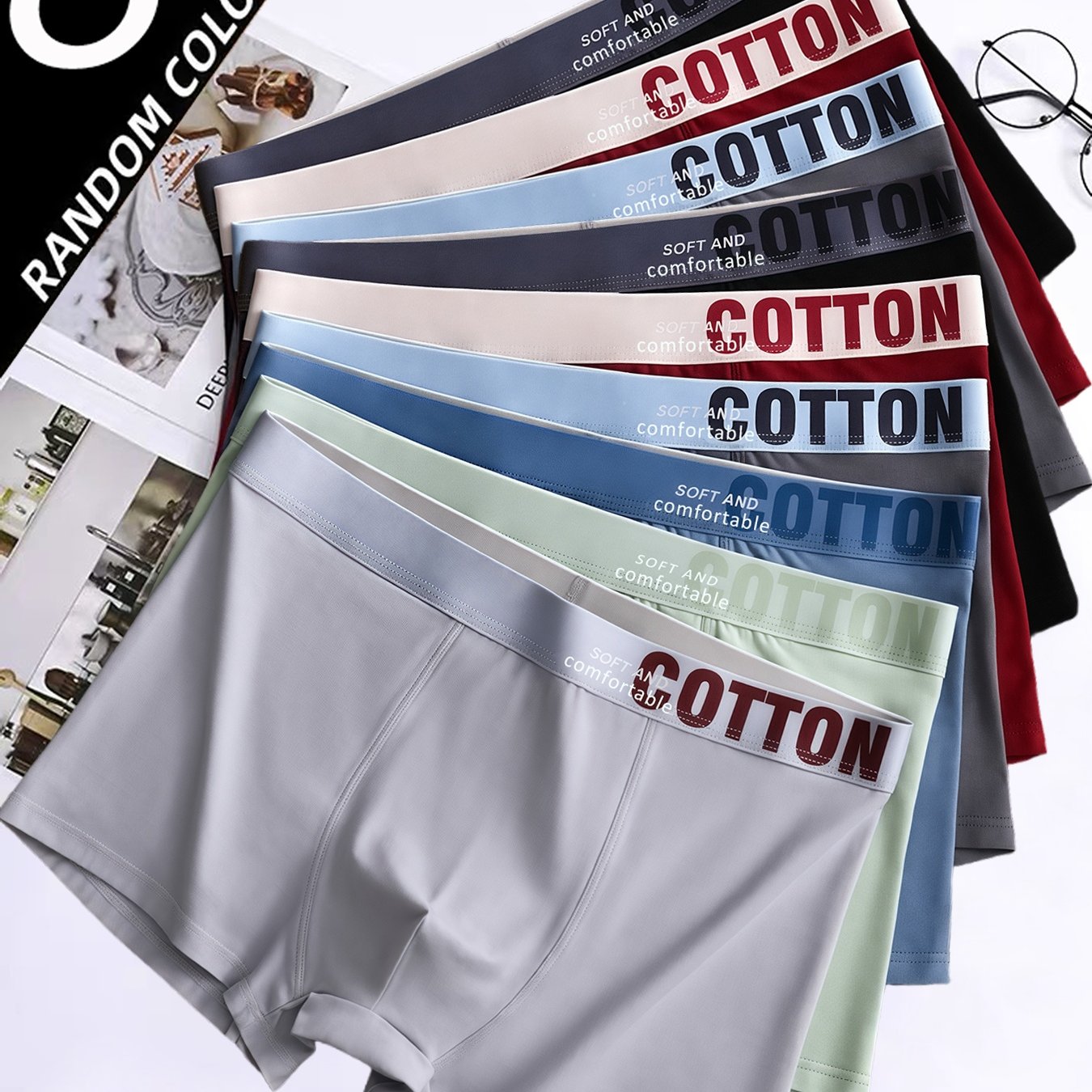 Random 8-pc Men&;s Boxer Briefs, Soft And Comfortable, Warm And Elastic In Autumn And Winter, Boxer Briefs Shorts, Sports Or Home Casual Shorts