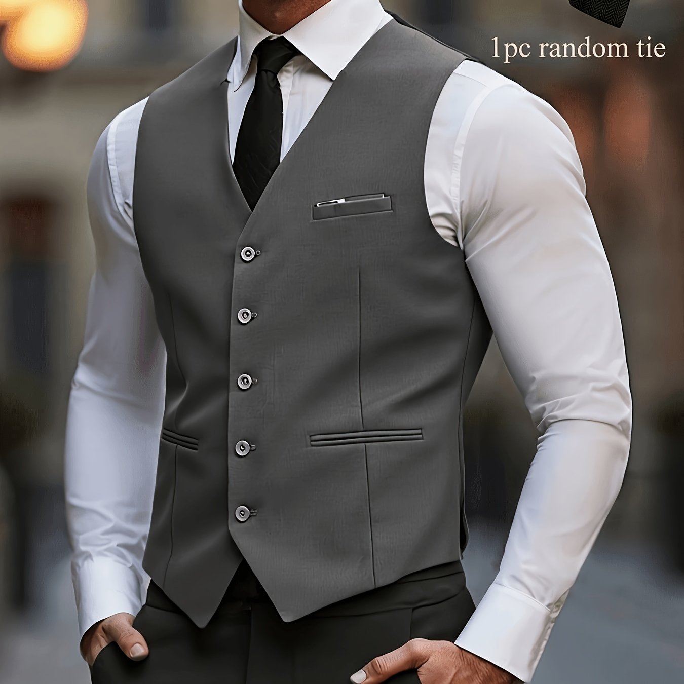 TEMU Gilet da , Gilet formale da lavoro, Gilet da abito a 3 tasche o Gilet da tuxedo Slim Fit, Regalo casuale 1