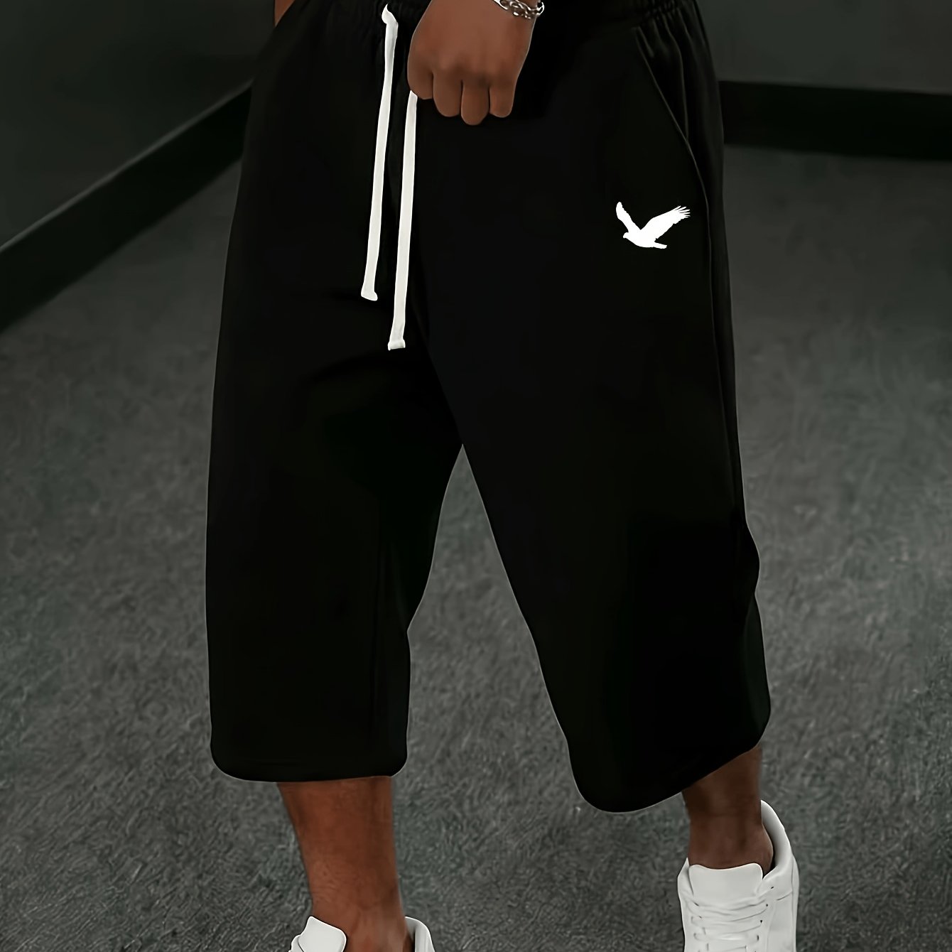TEMU Summer 's Athletic Capri Pants, Summer Casual Elastic Waist Drawstring Capri Trousers, With Pockets, Suitable For Gym And Outdoor Leisure