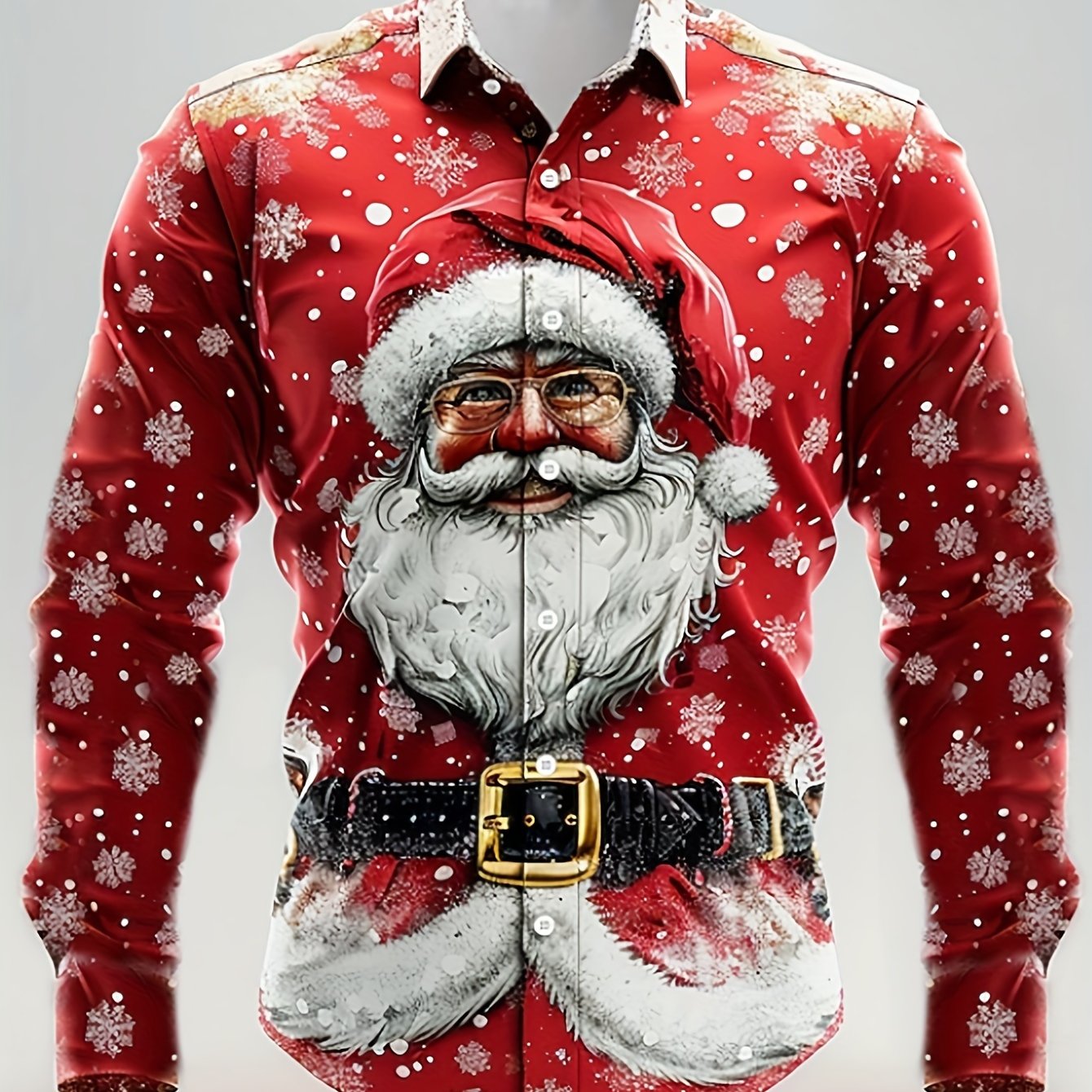 TEMU Weihnachten, Santa Claus, Party, Rote Casual Mode Santa Claus, Santa Claus Muster Druck, Freizeit Party Abendparty Tägliches Fest Kragen Langarm