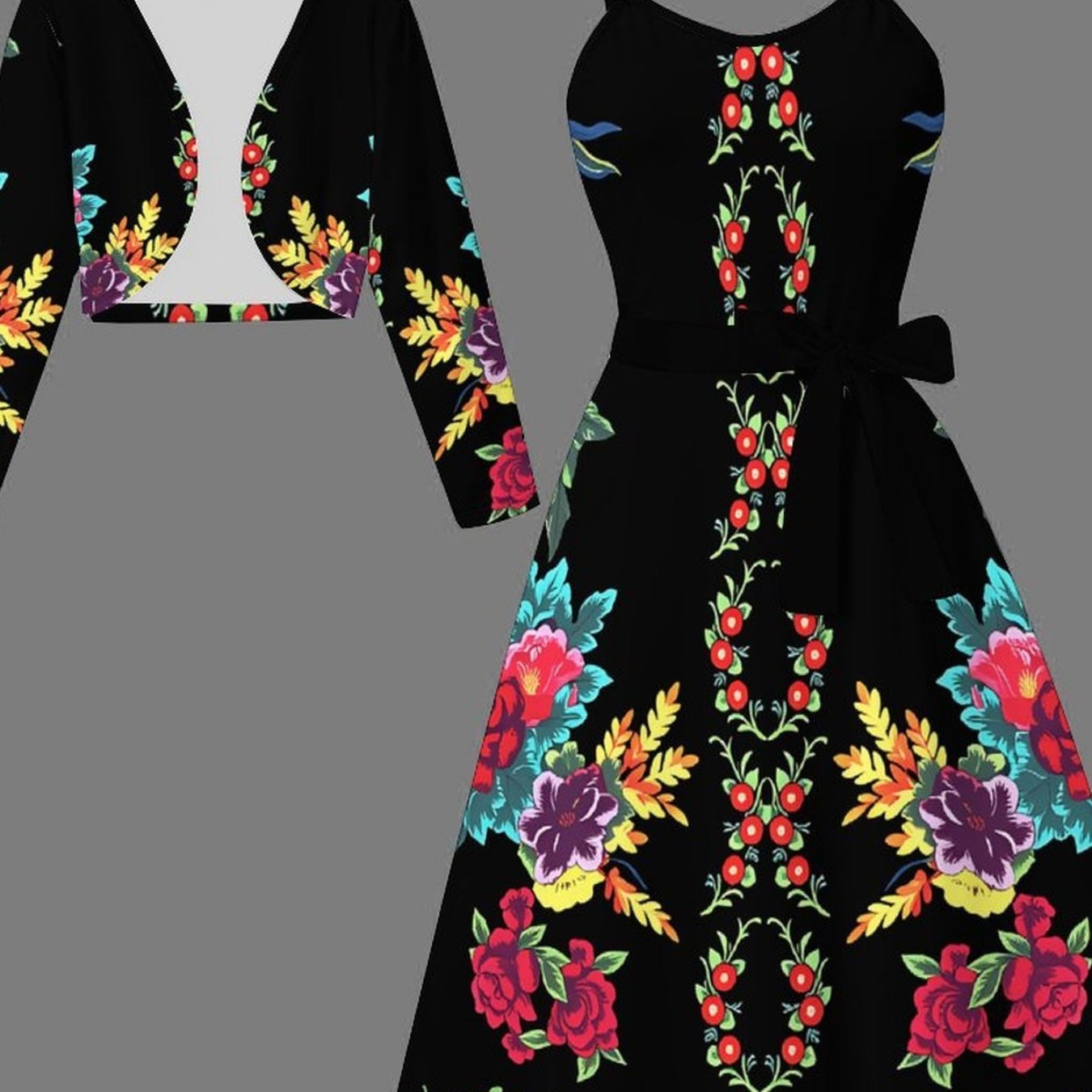 Image of Elegant And Fashionable 2pcs Set For Women (long-sleeved + Lace-up Halter Dress), With Multi-element Full-, Is An Ideal Outfit For Women' Life, , Travels, Parties And Gatherings