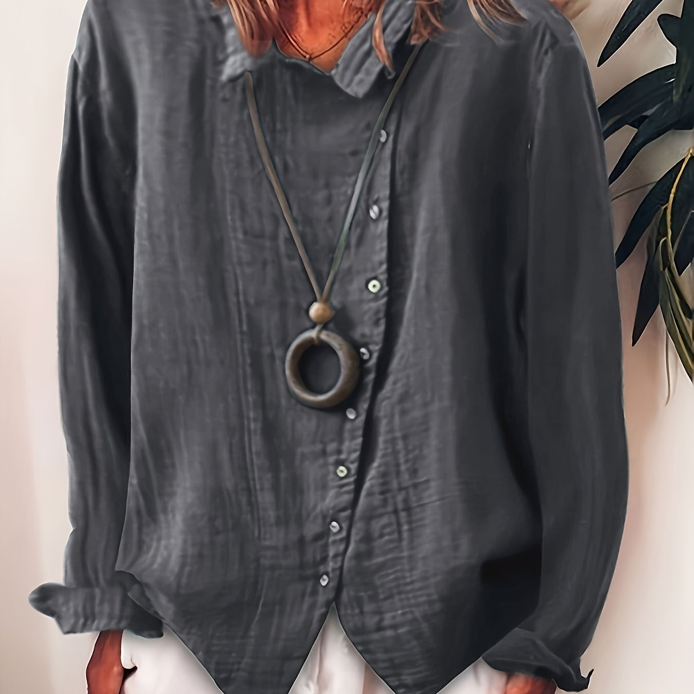Image of Fashionable Women's Long-sleeved Fashionable Cardigan Versatile Outerwear Shirt Top For Spring, Summer, Autumn And Winter Women'-breasted Two-color Casual Shirt (excluding Additions)