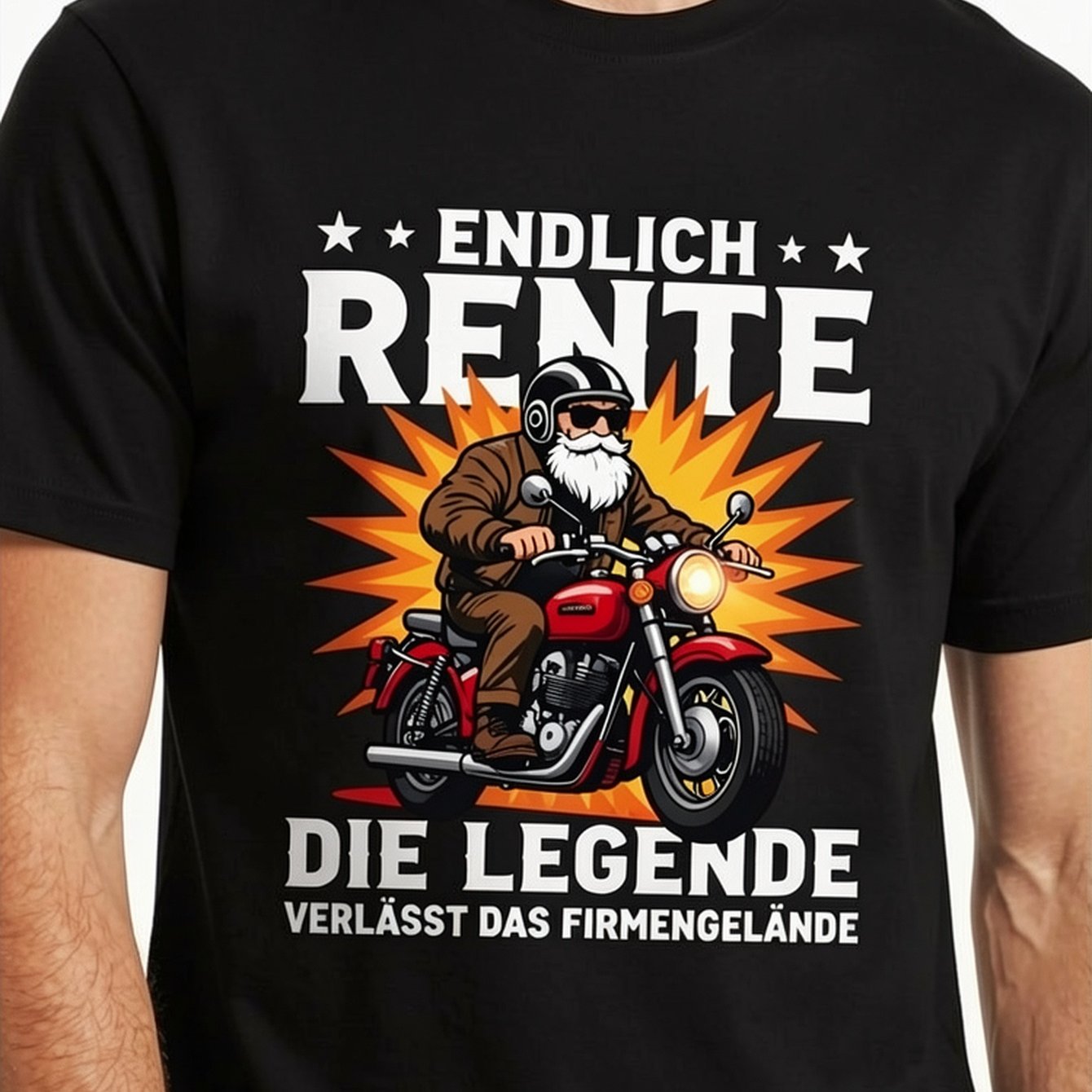 Image of Men's Motorcycle Retirement T-shirt - Retired Biker Gift With Motorcycle & Retirement , Loose Fit Round Neck Tee For Pension Farewell Party, Machine Washable For , Casual T-shirt