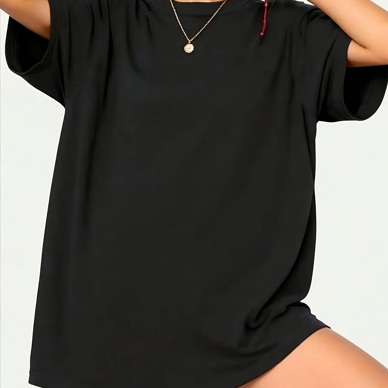 TEMU Plus Size, Women's Oversized Round Neck Short Sleeve , Suitable For Spring And Summer Rock Heavy Metal Shirt