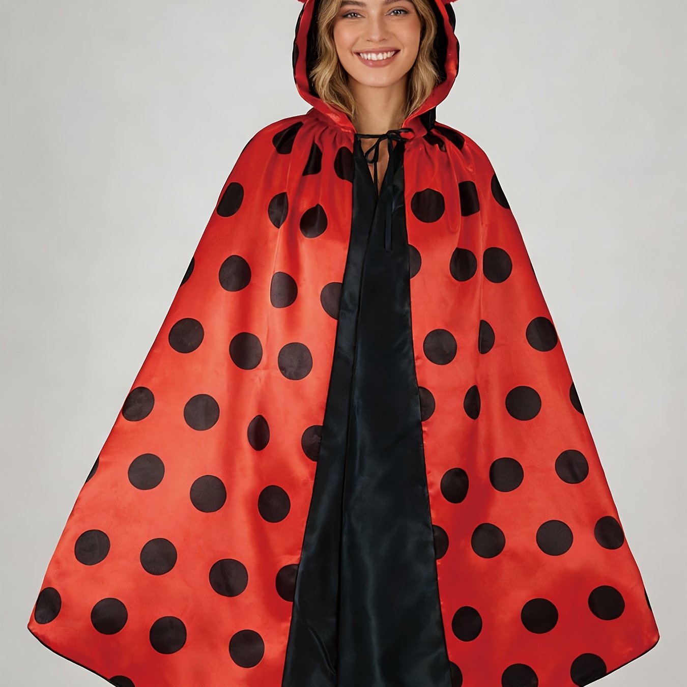 TEMU Women' Bee Ladybug Cloak Costume, Cartoon Animal Striped Polka Dot Cape, Suitable For Halloween, Carnival, Carnivals And Other Role-playing
