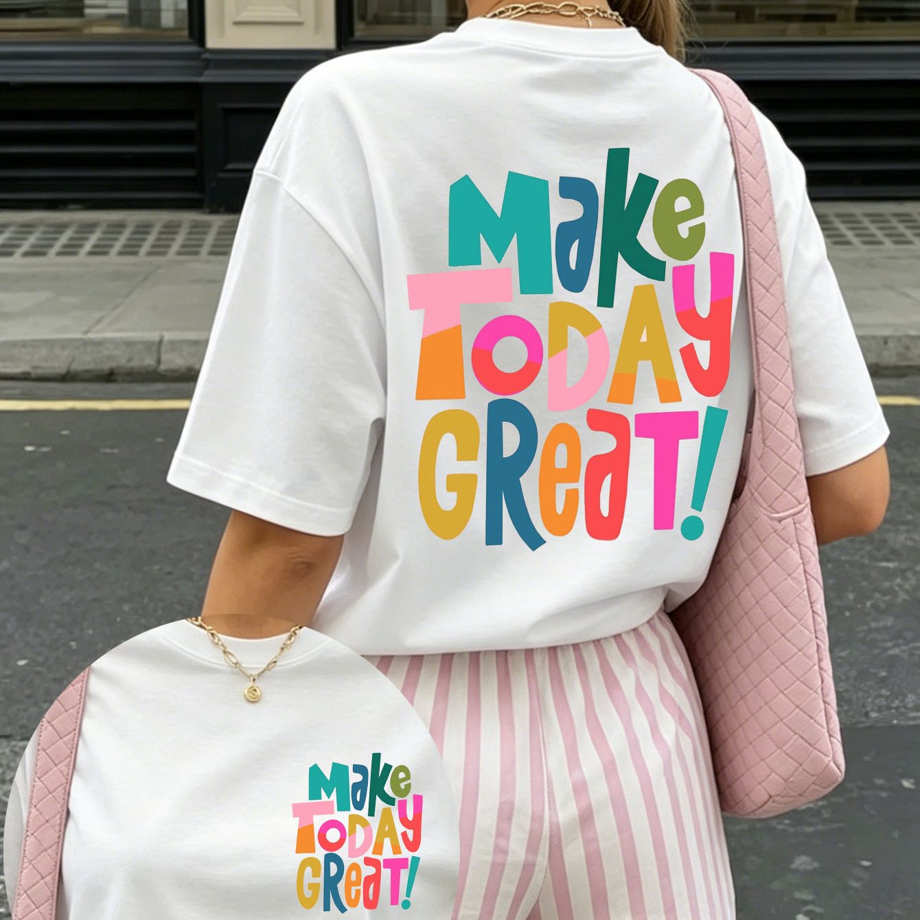 Image of Women' Oversized Retro Latin Slogan T-shirt - Short Sleeve Crew Neck Top With -, Loose Casual Tee Suitable For , Machine Washable Casual Attire