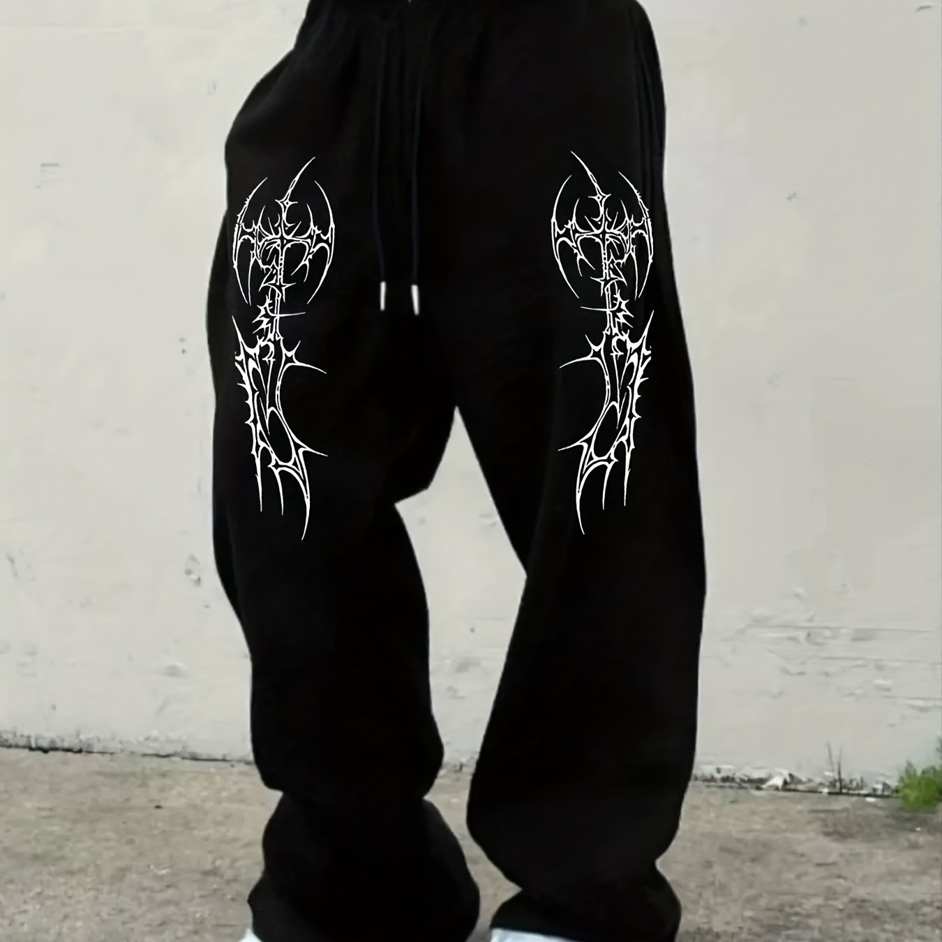 TEMU Men's Versatile Solid Color Drawstring Loose-fit Casual Sports Pants, Suitable For Outdoor And And Autumn