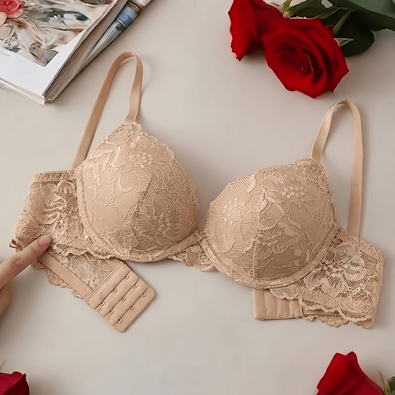 TEMU 1 pieza de encaje con aros, de muffin gruesa (3.5 cm), lencería sexy y cómoda de push-up