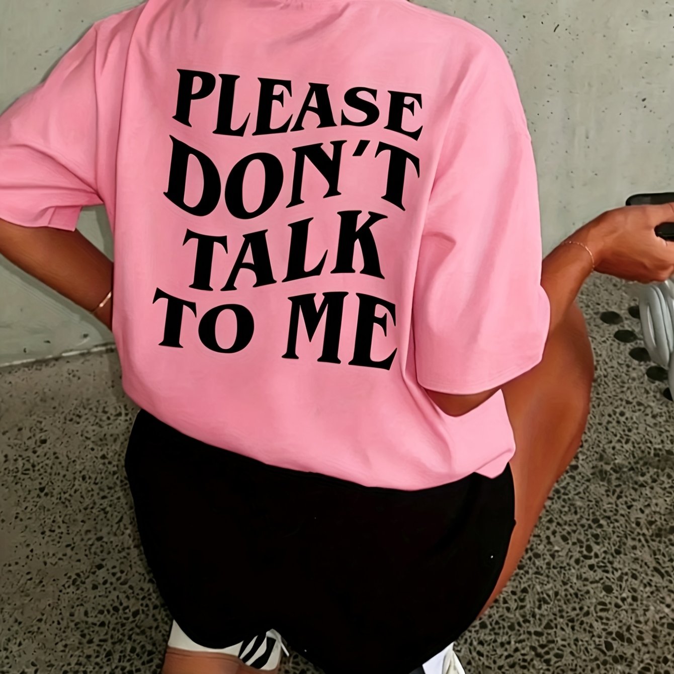 TEMU Letter Print T-shirt, Short Sleeve Crew Neck Casual Top For Summer & Spring, Women's Clothing