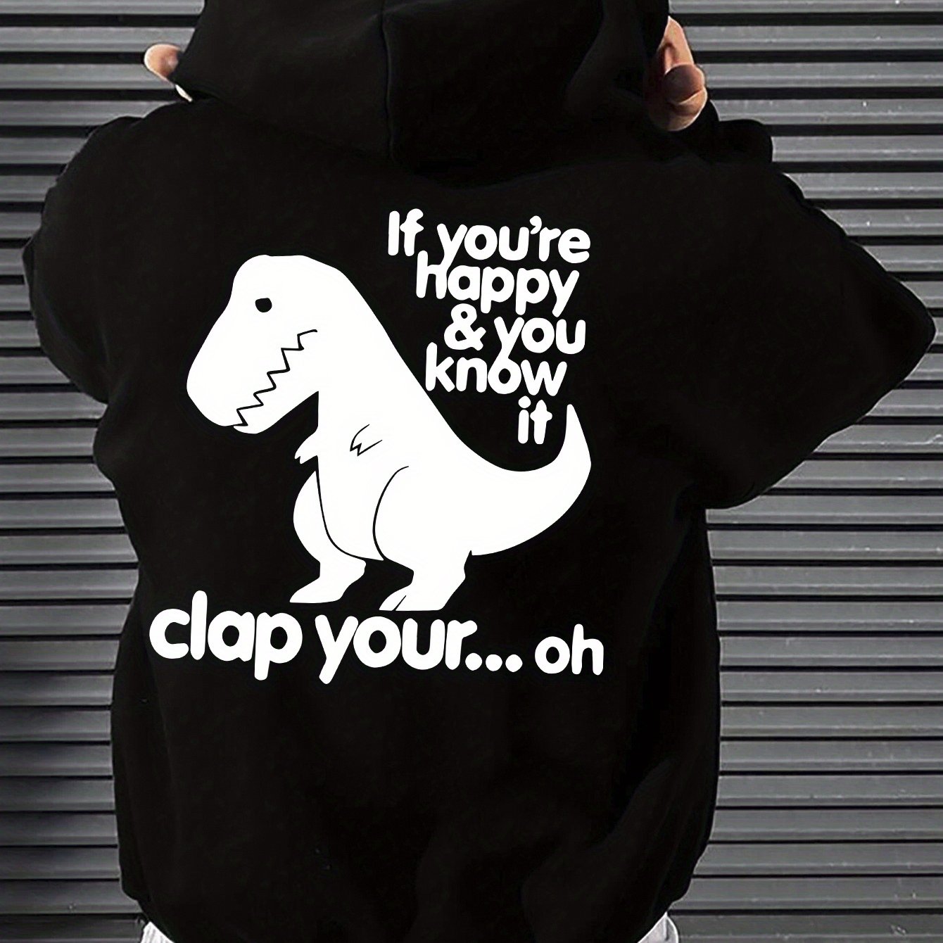 Image of A Dinosaur Clap Your Oh Theme Design Trendy Hoodie For Man's Hoodie High Quality Thick Premium Sweatshirt Autumn Winter Wear For Casual And Gifts For
