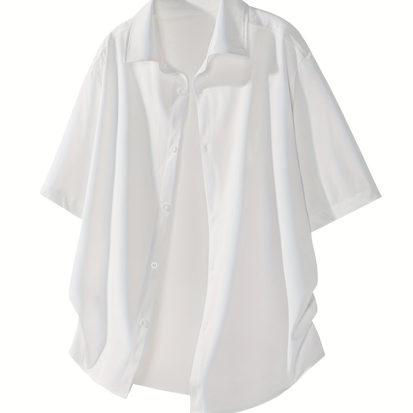 TEMU Men's Fashion Solid Color Summer Fiber Fabric Cooling Short Sleeve Shirt, Button-up Shirt, Loose Fit, Suitable For Summer Wear, Men's Outdoor