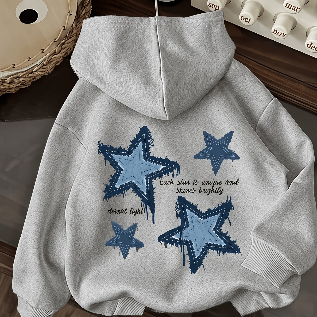 Image of Women' & Print Fleece-lined Hoodie - Plush Winter Warm Oversized Sweatshirt With Kangaroo Pocket, Cozy Relaxed Fit Pullover, 35% Fleece Lining (machine Washable) For Weather