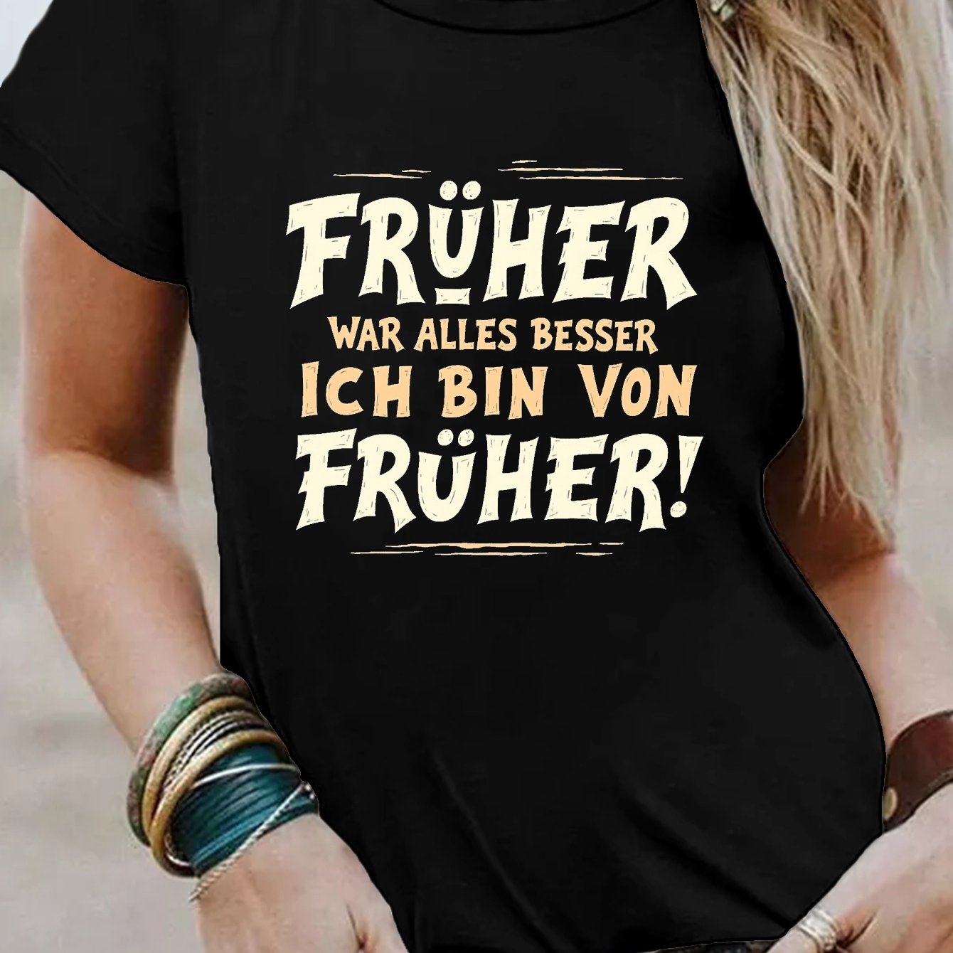 TEMU Everything Used To Print T-shirt, Short Sleeve Crew Neck Casual Top For Summer & Spring, Women's Clothing
