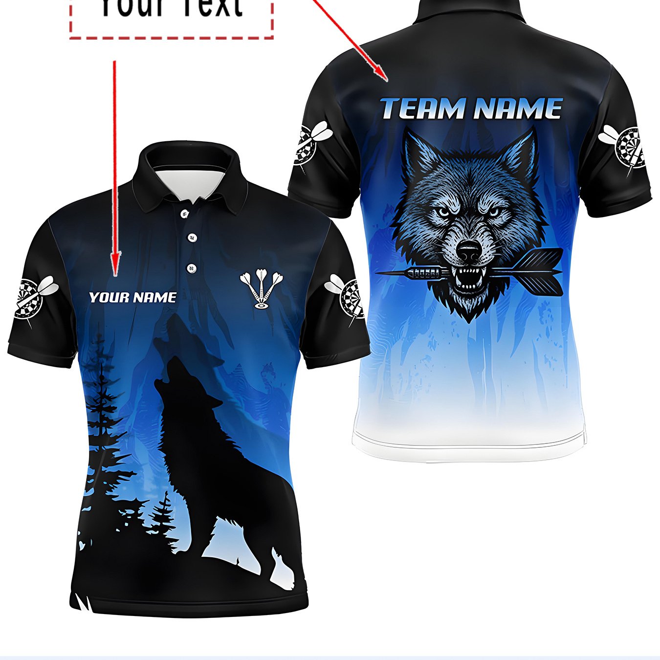 TEMU Personalized T-shirt For Men's Darts Club (machine Washable) - Customize , Featuring A Wolf Design, Made From Breathable And Quick-drying