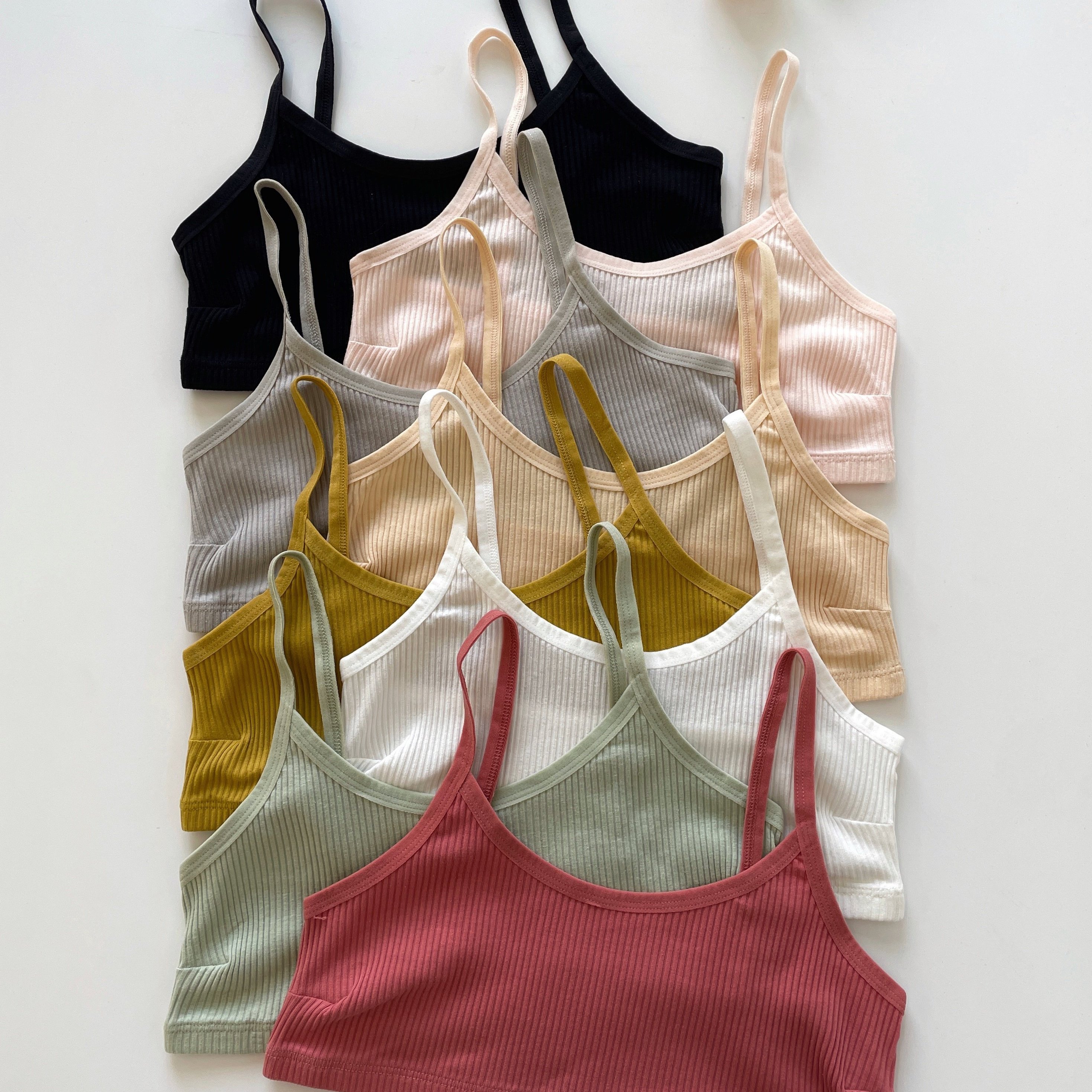 Image of 8pcs Women's Summer Ribbed Tank Tops - Thin Strap Backless Design, High Elasticity No Padding, Breathable Workout & Casual Tops, 8 Solid Colors For Gym, Lounge, Casual Attire