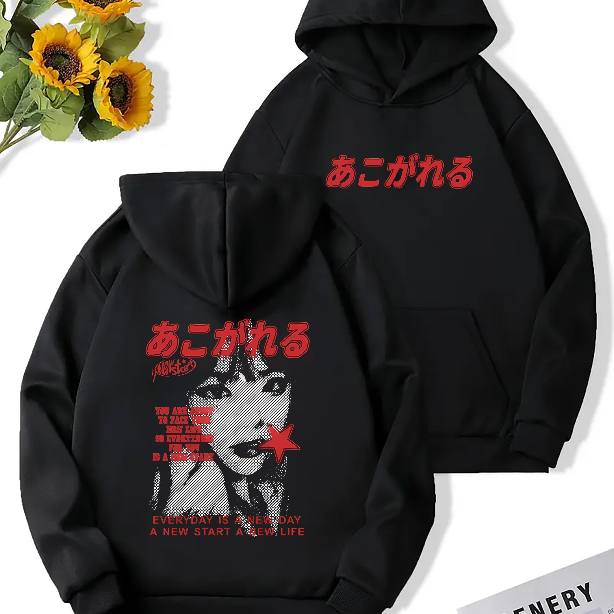 TEMU Women's Kangaroo Jacket Hoodie, Pattern, Comfortable Casual Long-sleeved Pullover Hoodie, Fashionable Women's Clothing, Suitable For