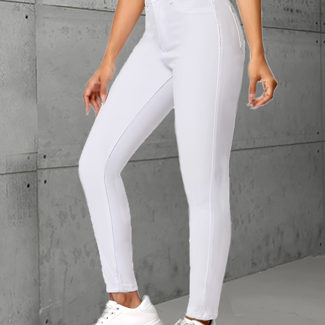 White Elastic Tight-fitting Fashionable Skinny Pants