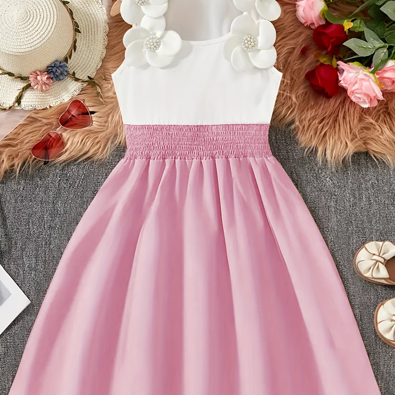 Image of Girls' Summer Dress, Children'-dimensional Flower Ball Gown, Fashionable Princess Dress