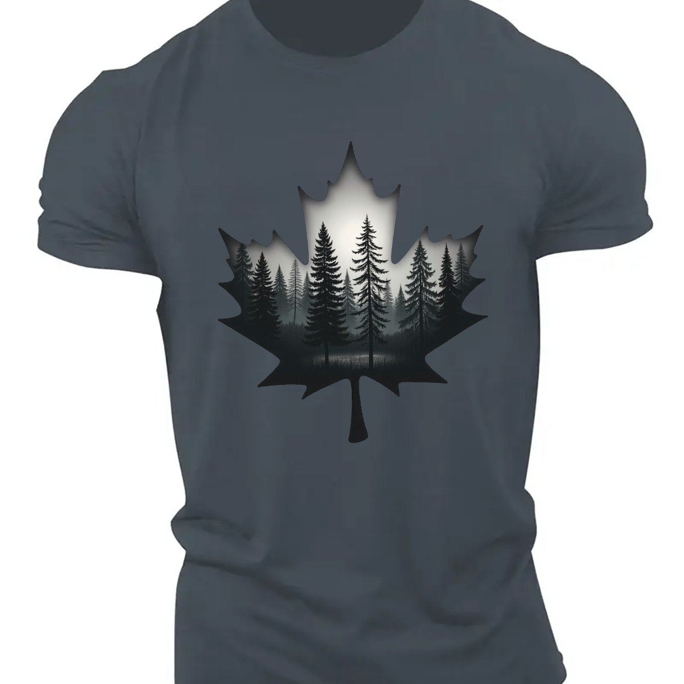 TEMU T-shirt d'été pour homme avec un motif de forêt à d'une feuille d'érable