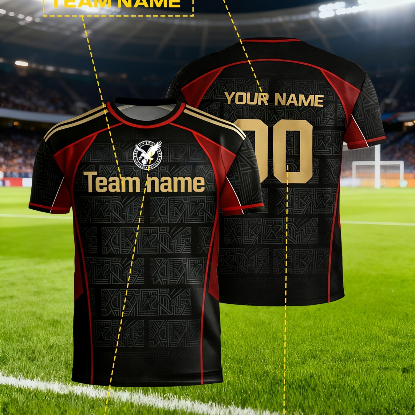 Image of Custom Retro Soccer Jersey Personalized Name & Number - Adult Unisex Team Uniform With Breathable Sweat-wicking Fabric, Suitable For, Training, Casual Wear, , Machine Washable For