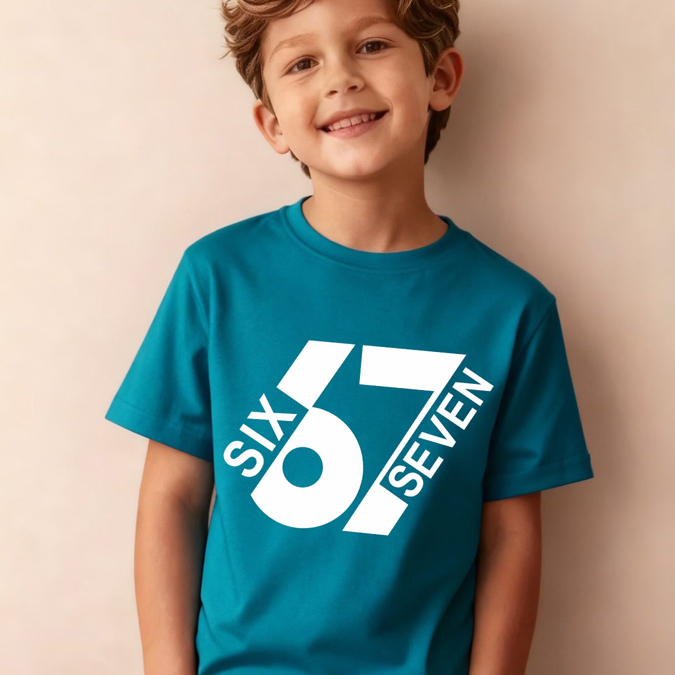 Image of Summer Boys' Fashion Short Sleeve T-shirt, Sizes 6-7, Cartoon Pattern Print Outdoor Casual Top, Ny-dx7586