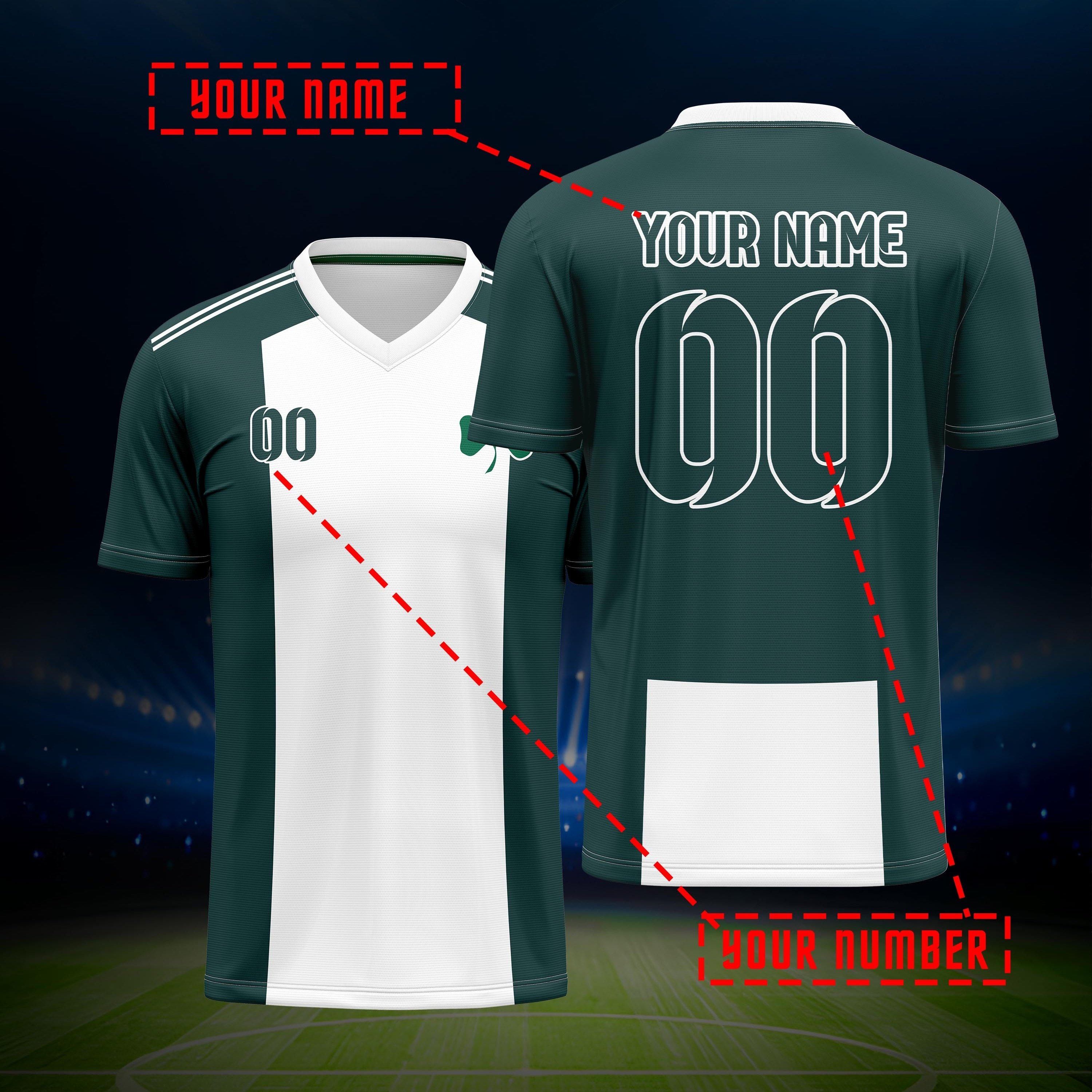 TEMU Custom Men's Soccer Jersey - V-neck, Personalized Name & Number, Fit For Training & Casual Wear