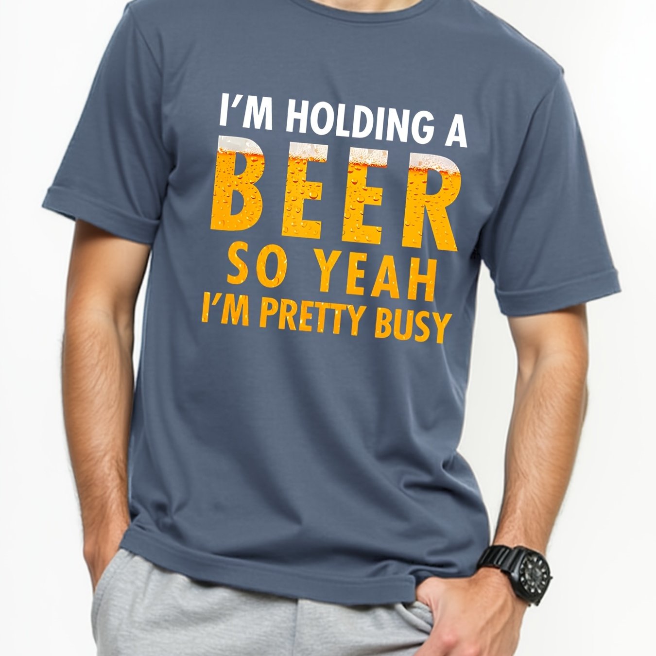 TEMU Trendy Casual Men's T-shirt For Sports And Everyday Wear