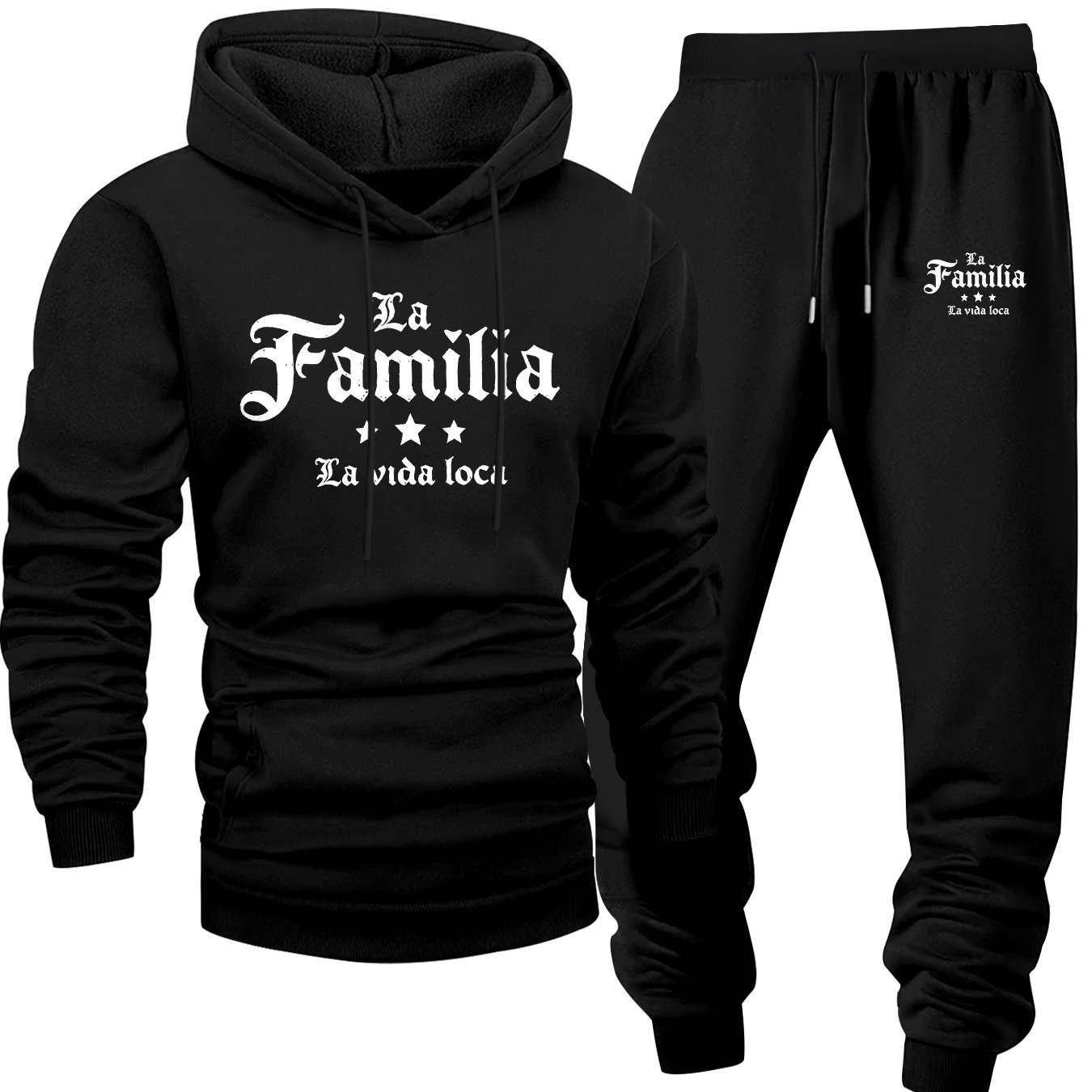 TEMU A Hoodie With Drawstring Sweatpants Set Featuring Print, Suitable For Sports Or Outdoor Activities, Comfortable And Casual Two-piece Outfit For