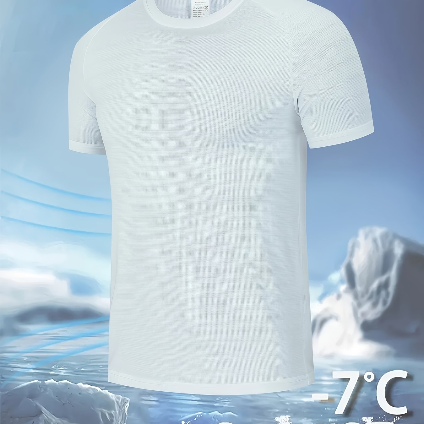 TEMU 1pc Men's Quick-dry Ice Cooling Short Sleeve T-shirt - Breathable High-elasticity Fibers, Moisture-wicking Round Neck Casual Athletic Swim-