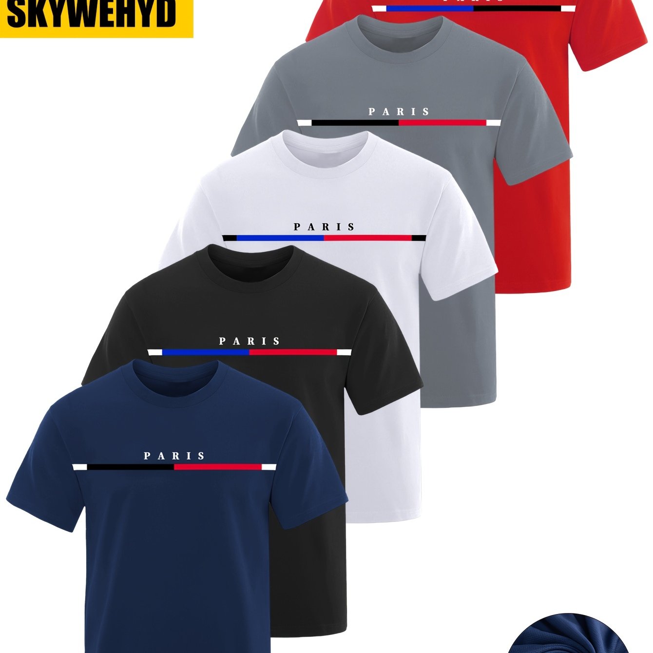 TEMU 's Summer Parisian Style Casual Sports T-shirts, Casual Solid Short-sleeved Shirts, Breathable And Quick-drying Round Neck Tops, Running Shirts,
