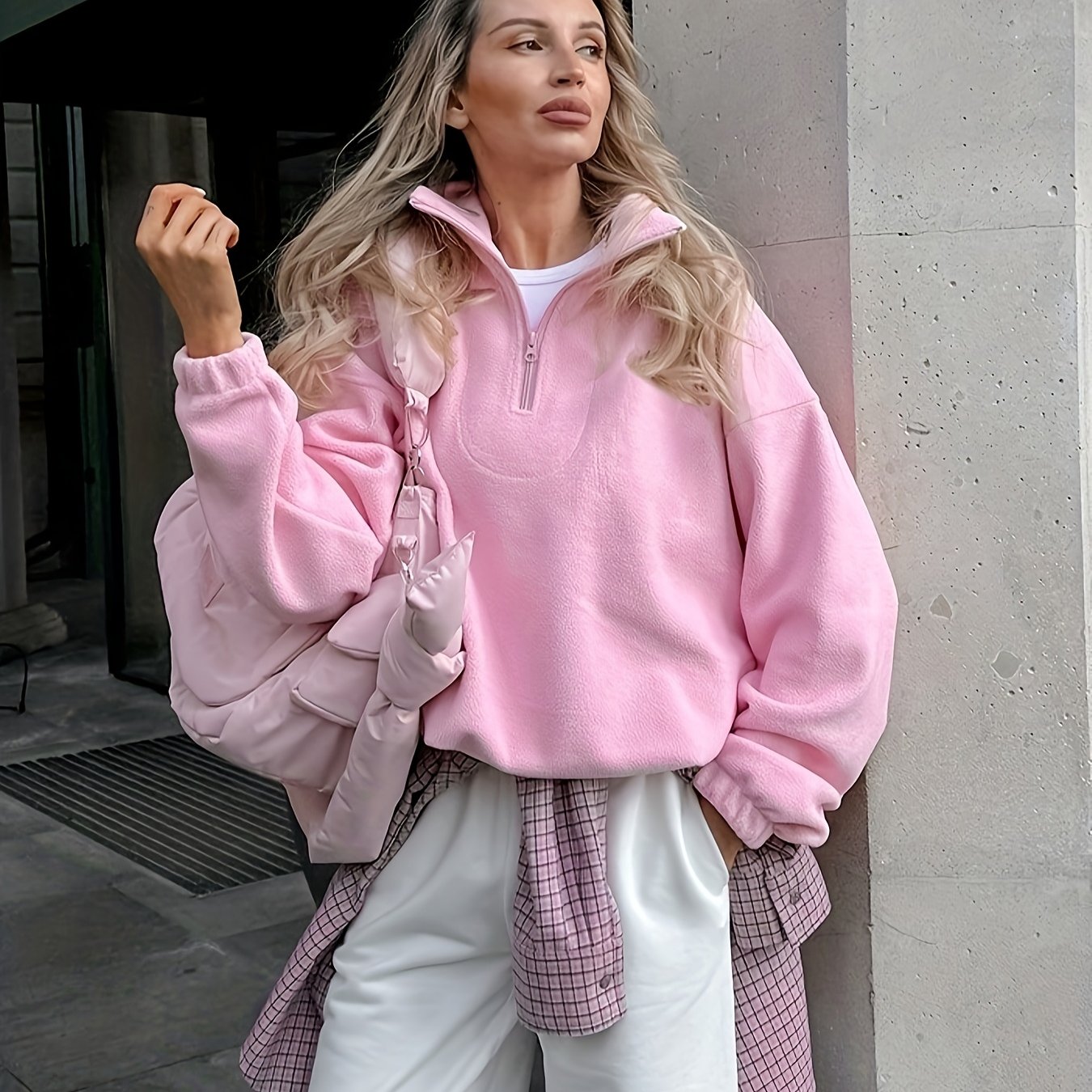 New Autumn/winter 2025 Fashion Loose Lapel Sweatshirt With Fleece Pullover Jacket