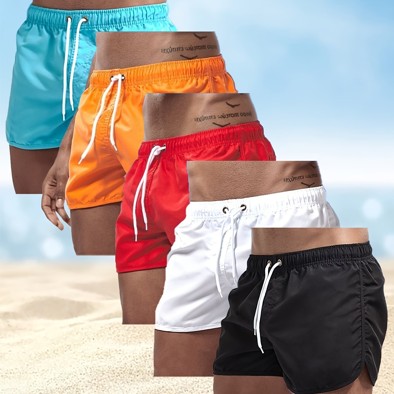 Men's Quick-Dry Board Shorts with Pockets & Drawstring