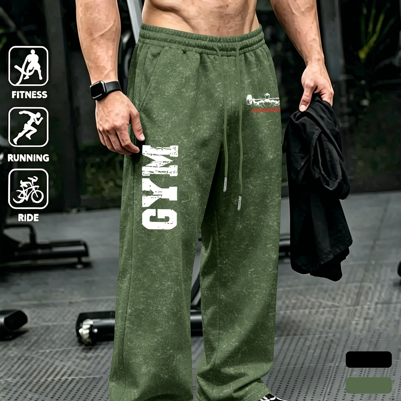 TEMU Men's Pattern Print Drawstring Loose Fit Casual Sports Pants, Spring And Autumn Men's Outdoor Versatile Trousers