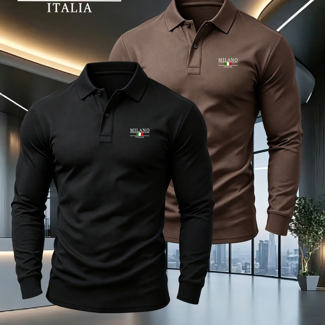 TEMU 2pcs Men's Business Shirts, Italy Pattern, Comfortable Fabric, For Daily Commuting, Outdoor Sports, And Business Gatherings, Men's Long Sleeve
