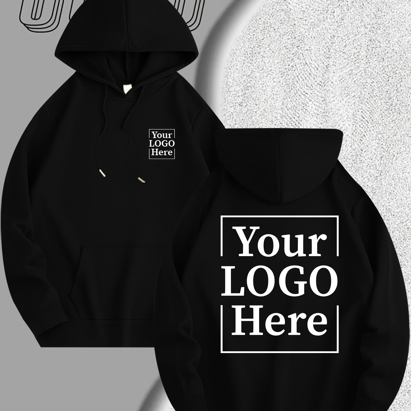 TEMU Plus Size Men's Heavyweight Hoodie- Double-sided Custom Print(front And Back), Thickened Winter Pullover Sweatshirt, Personalized Workwear, Team