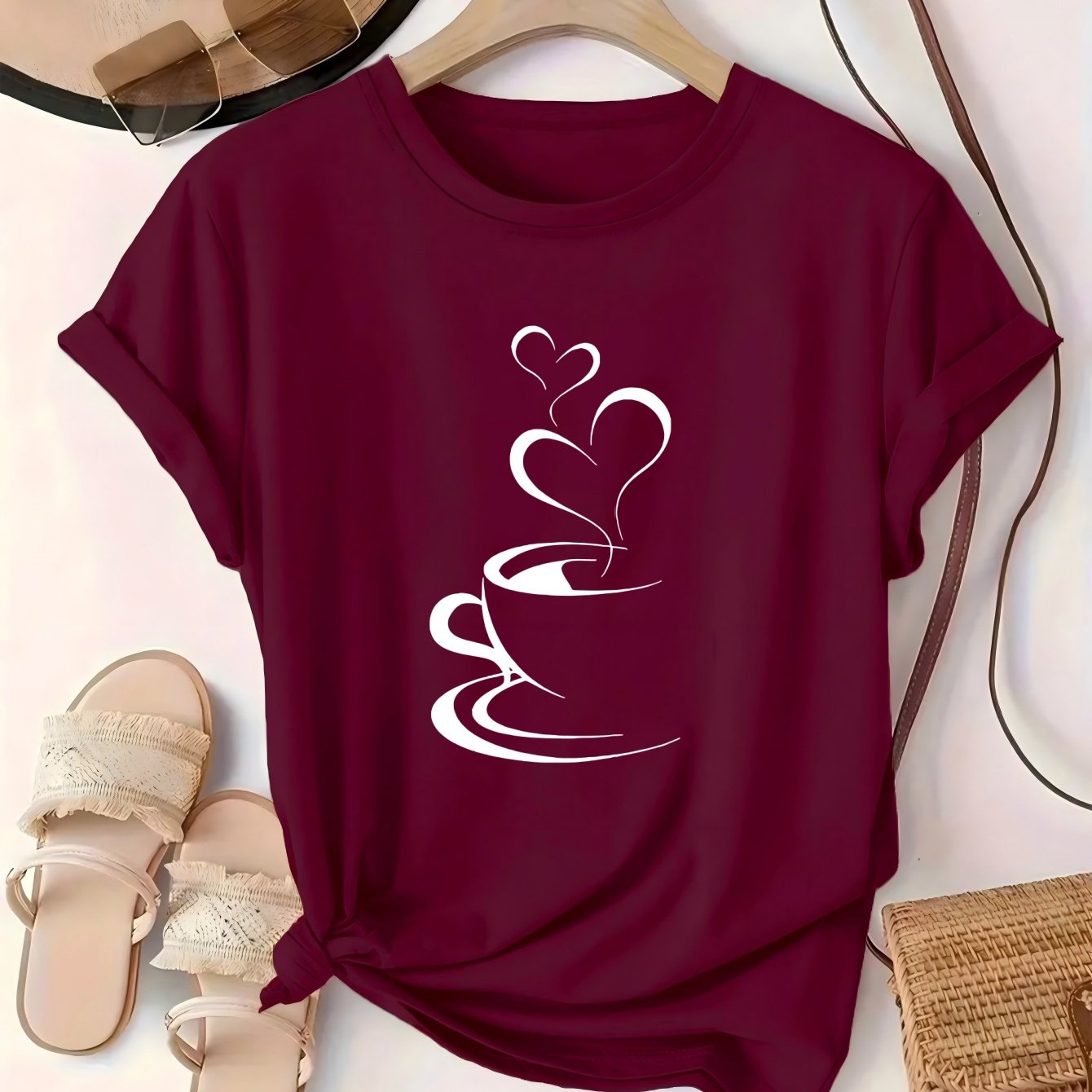 New Plus Size Women's T-shirt Top, Spring Summer Autumn Short Sleeve Printed Sweatshirt, Women's Clothing, Round Neck Casual Top, Polyester Fiber Material