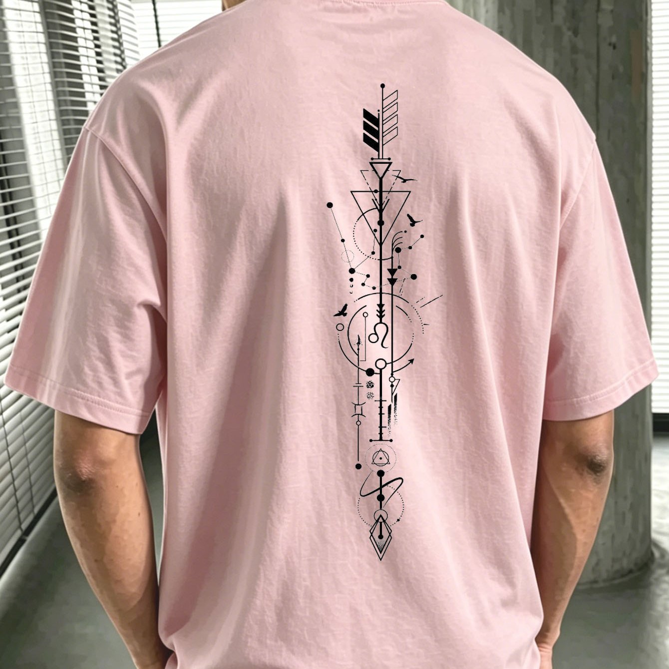Image of Celestial Arrow Spine Print Men's Oversized Summer T-shirt